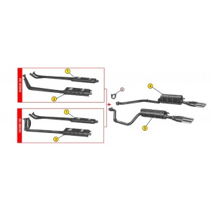 CENTRAL SILENCER SX EXHAUST ANSA LM 0195 LAMBORGHINI 350 GT TOURING 64 66